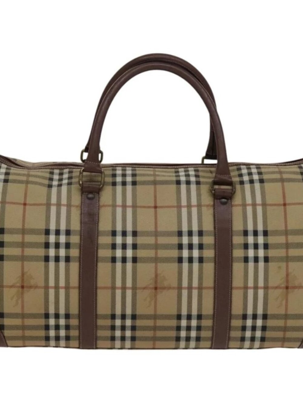 Burberrys Nova Check Boston Bag PVC Leather 2way Beige Auth ac3563 - Picture 3 of 16